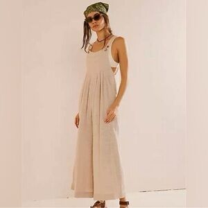 HYFVE Cream Wide-Leg Jumpsuit with Square Neckline